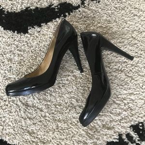 Black patent leather heels